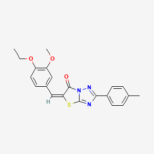 molecular formula C21H19N3O3S B12010422 (5E)-5-(4-ethoxy-3-methoxybenzylidene)-2-(4-methylphenyl)[1,3]thiazolo[3,2-b][1,2,4]triazol-6(5H)-one CAS No. 606950-93-0