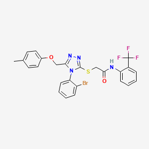molecular formula C25H20BrF3N4O2S B12010469 2-((4-(2-Bromophenyl)-5-((p-tolyloxy)methyl)-4H-1,2,4-triazol-3-yl)thio)-N-(2-(trifluoromethyl)phenyl)acetamide CAS No. 618441-28-4