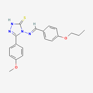 molecular formula C19H20N4O2S B12010495 5-(4-methoxyphenyl)-4-{[(E)-(4-propoxyphenyl)methylidene]amino}-4H-1,2,4-triazole-3-thiol 