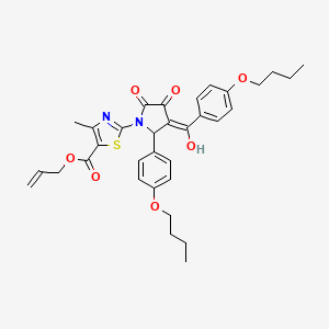molecular formula C33H36N2O7S B12010534 Allyl 2-(3-(4-butoxybenzoyl)-2-(4-butoxyphenyl)-4-hydroxy-5-oxo-2,5-dihydro-1H-pyrrol-1-yl)-4-methylthiazole-5-carboxylate CAS No. 609796-68-1