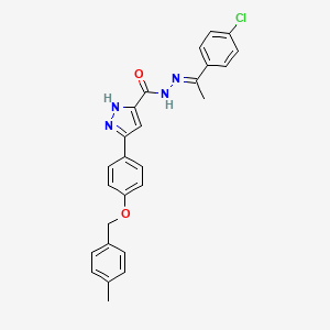 molecular formula C26H23ClN4O2 B12010574 N'-(1-(4-Chlorophenyl)ethylidene)-5-(4-((4-methylbenzyl)oxy)phenyl)-1H-pyrazole-3-carbohydrazide CAS No. 634896-86-9