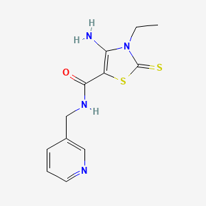 molecular formula C12H14N4OS2 B12010581 4-amino-3-ethyl-N-(pyridin-3-ylmethyl)-2-thioxo-2,3-dihydro-1,3-thiazole-5-carboxamide CAS No. 618076-71-4