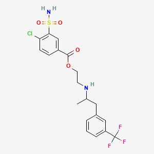 molecular formula C19H20ClF3N2O4S B1201066 Benzoic acid, 4-chloro-3-sulfamoyl-, 2-((alpha-methyl-m-(trifluoromethyl)phenethyl)amino)ethyl ester CAS No. 23189-05-1