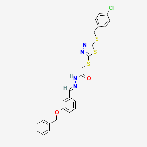 molecular formula C25H21ClN4O2S3 B12010661 N'-{(E)-[3-(benzyloxy)phenyl]methylidene}-2-({5-[(4-chlorobenzyl)sulfanyl]-1,3,4-thiadiazol-2-yl}sulfanyl)acetohydrazide 