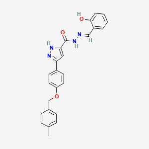molecular formula C25H22N4O3 B12010699 N'-(2-Hydroxybenzylidene)-5-(4-((4-methylbenzyl)oxy)phenyl)-1H-pyrazole-3-carbohydrazide CAS No. 634896-65-4