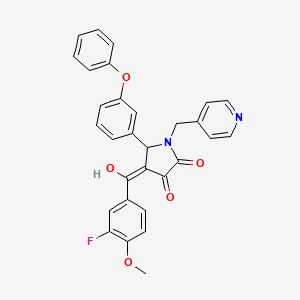 molecular formula C30H23FN2O5 B12010762 4-(3-Fluoro-4-methoxybenzoyl)-3-hydroxy-5-(3-phenoxyphenyl)-1-(pyridin-4-ylmethyl)-1H-pyrrol-2(5H)-one CAS No. 609793-58-0