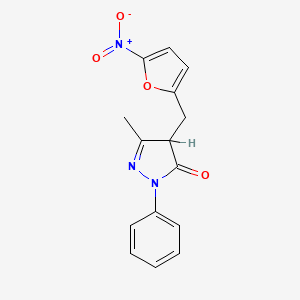 molecular formula C15H13N3O4 B1201078 3-Methyl-4-((5-nitrofuran-2-yl)methyl)-1-phenyl-1H-pyrazol-5(4H)-one CAS No. 71188-80-2