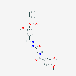 molecular formula C27H27N3O7 B12010789 [4-[(E)-[[2-[(3,4-dimethoxybenzoyl)amino]acetyl]hydrazinylidene]methyl]-2-methoxyphenyl] 4-methylbenzoate CAS No. 764692-70-8