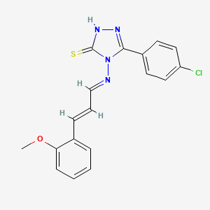 molecular formula C18H15ClN4OS B12010883 5-(4-chlorophenyl)-4-{[(1E,2Z)-3-(2-methoxyphenyl)prop-2-en-1-ylidene]amino}-4H-1,2,4-triazole-3-thiol 