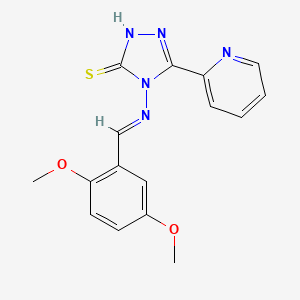 molecular formula C16H15N5O2S B12010975 4-{[(E)-(2,5-Dimethoxyphenyl)methylidene]amino}-5-(2-pyridinyl)-4H-1,2,4-triazole-3-thiol 