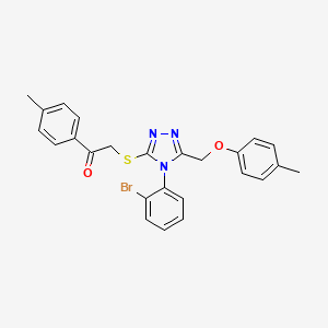 molecular formula C25H22BrN3O2S B12011015 2-((4-(2-Bromophenyl)-5-((p-tolyloxy)methyl)-4H-1,2,4-triazol-3-yl)thio)-1-(p-tolyl)ethanone CAS No. 618441-30-8