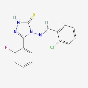 molecular formula C15H10ClFN4S B12011086 4-((2-Chlorobenzylidene)amino)-5-(2-fluorophenyl)-4H-1,2,4-triazole-3-thiol CAS No. 578701-01-6