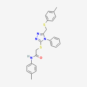 molecular formula C25H24N4OS2 B12011122 N-(4-Methylphenyl)-2-[(5-{[(4-methylphenyl)sulfanyl]methyl}-4-phenyl-4H-1,2,4-triazol-3-YL)sulfanyl]acetamide CAS No. 539809-35-3