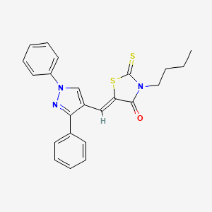 molecular formula C23H21N3OS2 B12011222 3-Butyl-5-((1,3-diphenyl-1H-pyrazol-4-yl)methylene)-2-thioxothiazolidin-4-one CAS No. 623940-34-1