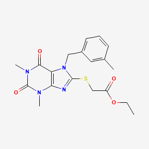 molecular formula C19H22N4O4S B12011237 ethyl {[1,3-dimethyl-7-(3-methylbenzyl)-2,6-dioxo-2,3,6,7-tetrahydro-1H-purin-8-yl]sulfanyl}acetate 