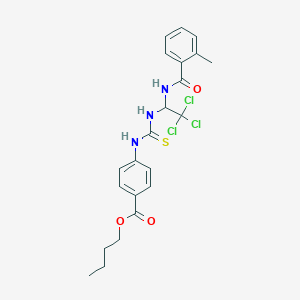 molecular formula C22H24Cl3N3O3S B12011315 butyl 4-[[2,2,2-trichloro-1-[(2-methylbenzoyl)amino]ethyl]carbamothioylamino]benzoate CAS No. 406915-75-1