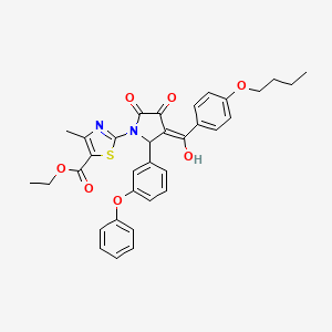 molecular formula C34H32N2O7S B12011460 Ethyl 2-[3-(4-butoxybenzoyl)-4-hydroxy-5-oxo-2-(3-phenoxyphenyl)-2,5-dihydro-1H-pyrrol-1-YL]-4-methyl-1,3-thiazole-5-carboxylate CAS No. 609795-44-0