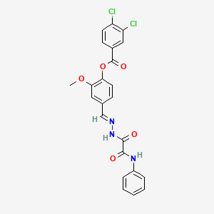 molecular formula C23H17Cl2N3O5 B12011508 4-((E)-{[anilino(oxo)acetyl]hydrazono}methyl)-2-methoxyphenyl 3,4-dichlorobenzoate CAS No. 767288-45-9