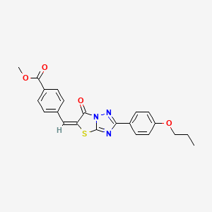 molecular formula C22H19N3O4S B12011528 Methyl 4-[(E)-(6-oxo-2-(4-propoxyphenyl)[1,3]thiazolo[3,2-B][1,2,4]triazol-5(6H)-ylidene)methyl]benzoate CAS No. 606962-74-7