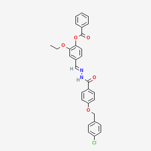 molecular formula C30H25ClN2O5 B12011601 4-(2-(4-((4-Chlorobenzyl)oxy)benzoyl)carbohydrazonoyl)-2-ethoxyphenyl benzoate CAS No. 769152-07-0