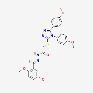 molecular formula C27H27N5O5S B12011632 2-{[4,5-bis(4-methoxyphenyl)-4H-1,2,4-triazol-3-yl]sulfanyl}-N'-[(E)-(2,5-dimethoxyphenyl)methylidene]acetohydrazide 