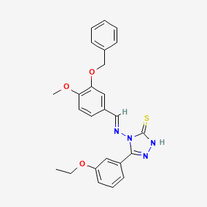 molecular formula C25H24N4O3S B12011653 4-({(E)-[3-(benzyloxy)-4-methoxyphenyl]methylidene}amino)-5-(3-ethoxyphenyl)-4H-1,2,4-triazole-3-thiol 
