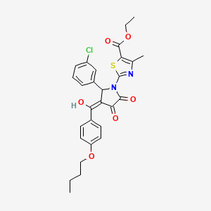 molecular formula C28H27ClN2O6S B12011674 Ethyl 2-(3-(4-butoxybenzoyl)-2-(3-chlorophenyl)-4-hydroxy-5-oxo-2,5-dihydro-1H-pyrrol-1-yl)-4-methylthiazole-5-carboxylate CAS No. 609794-56-1