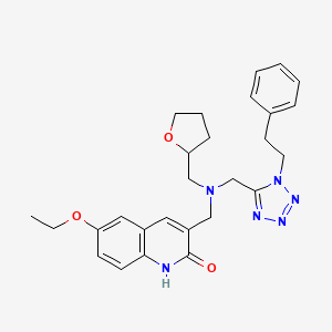 6-ethoxy-3-[[2-oxolanylmethyl-[[1-(2-phenylethyl)-5-tetrazolyl]methyl]amino]methyl]-1H-quinolin-2-one