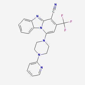 molecular formula C22H17F3N6 B12011680 1-[4-(2-Pyridinyl)-1-piperazinyl]-3-(trifluoromethyl)pyrido[1,2-A]benzimidazole-4-carbonitrile 