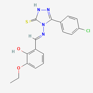 molecular formula C17H15ClN4O2S B12011687 2-({[3-(4-chlorophenyl)-5-sulfanyl-4H-1,2,4-triazol-4-yl]imino}methyl)-6-ethoxyphenol 