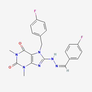 molecular formula C21H18F2N6O2 B12011807 4-Fluorobenzaldehyde [7-(4-fluorobenzyl)-1,3-dimethyl-2,6-dioxo-2,3,6,7-tetrahydro-1H-purin-8-YL]hydrazone 