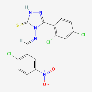 molecular formula C15H8Cl3N5O2S B12011885 4-{[(E)-(2-chloro-5-nitrophenyl)methylidene]amino}-5-(2,4-dichlorophenyl)-2,4-dihydro-3H-1,2,4-triazole-3-thione 
