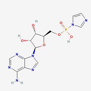 molecular formula C13H16N7O6P B1201189 [(2R,3S,4R,5R)-5-(6-aminopurin-9-yl)-3,4-dihydroxyoxolan-2-yl]methoxy-imidazol-1-ylphosphinic acid CAS No. 20816-58-4