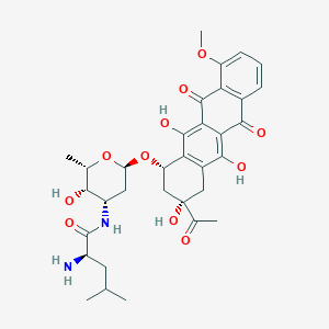 molecular formula C33H40N2O11 B1201190 (2R)-N-[(2S,3S,4S,6R)-6-[[(1S,3S)-3-acetyl-3,5,12-trihydroxy-10-methoxy-6,11-dioxo-2,4-dihydro-1H-tetracen-1-yl]oxy]-3-hydroxy-2-methyloxan-4-yl]-2-amino-4-methylpentanamide CAS No. 23828-86-6