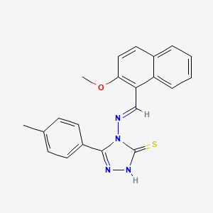 molecular formula C21H18N4OS B12011960 4-{[(E)-(2-methoxynaphthalen-1-yl)methylidene]amino}-5-(4-methylphenyl)-2,4-dihydro-3H-1,2,4-triazole-3-thione 