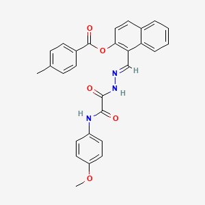molecular formula C28H23N3O5 B12011968 1-((2-(2-((4-Methoxyphenyl)amino)-2-oxoacetyl)hydrazono)methyl)naphthalen-2-yl 4-methylbenzoate CAS No. 769157-27-9