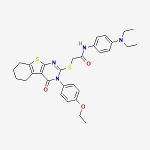 molecular formula C30H34N4O3S2 B12012012 N-[4-(diethylamino)phenyl]-2-{[3-(4-ethoxyphenyl)-4-oxo-3,4,5,6,7,8-hexahydro[1]benzothieno[2,3-d]pyrimidin-2-yl]sulfanyl}acetamide CAS No. 618432-33-0