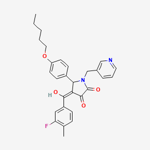 molecular formula C29H29FN2O4 B12012134 4-(3-Fluoro-4-methylbenzoyl)-3-hydroxy-5-(4-(pentyloxy)phenyl)-1-(pyridin-3-ylmethyl)-1H-pyrrol-2(5H)-one CAS No. 618076-13-4