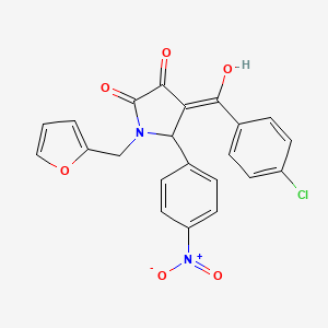 molecular formula C22H15ClN2O6 B12012164 4-(4-Chlorobenzoyl)-1-(2-furylmethyl)-3-hydroxy-5-(4-nitrophenyl)-1,5-dihydro-2H-pyrrol-2-one 