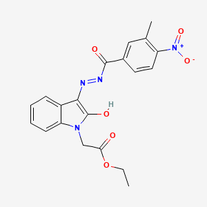 molecular formula C20H18N4O6 B12012225 Ethyl 2-(3-(2-(3-methyl-4-nitrobenzoyl)hydrazono)-2-oxoindolin-1-yl)acetate CAS No. 624725-35-5