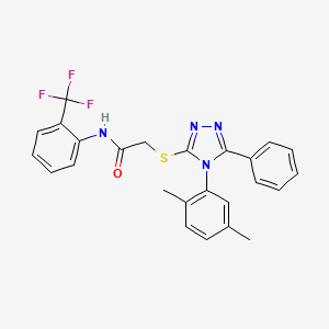 molecular formula C25H21F3N4OS B12012233 2-{[4-(2,5-dimethylphenyl)-5-phenyl-4H-1,2,4-triazol-3-yl]sulfanyl}-N-[2-(trifluoromethyl)phenyl]acetamide CAS No. 538336-47-9