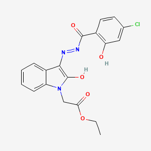 molecular formula C19H16ClN3O5 B12012244 Ethyl 2-(3-(2-(4-chloro-2-hydroxybenzoyl)hydrazono)-2-oxoindolin-1-yl)acetate CAS No. 624725-34-4