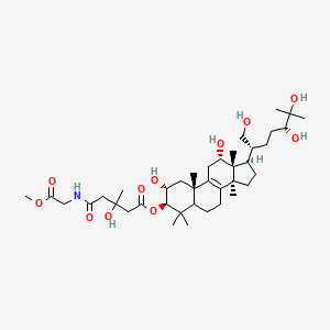 molecular formula C39H65NO11 B1201227 [(2R,3R,10S,12S,13R,14S,17R)-2,12-dihydroxy-4,4,10,13,14-pentamethyl-17-[(2R,5R)-1,5,6-trihydroxy-6-methylheptan-2-yl]-2,3,5,6,7,11,12,15,16,17-decahydro-1H-cyclopenta[a]phenanthren-3-yl] 3-hydroxy-5-[(2-methoxy-2-oxoethyl)amino]-3-methyl-5-oxopentanoate CAS No. 65694-20-4