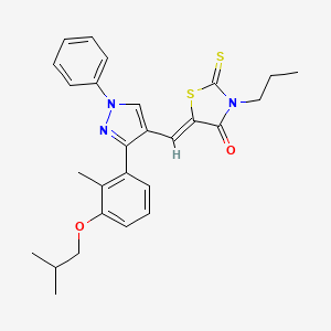 molecular formula C27H29N3O2S2 B12012282 (5Z)-5-[[3-[2-methyl-3-(2-methylpropoxy)phenyl]-1-phenylpyrazol-4-yl]methylidene]-3-propyl-2-sulfanylidene-1,3-thiazolidin-4-one CAS No. 623936-33-4