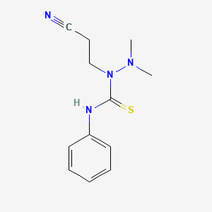 molecular formula C12H16N4S B12012292 Hydrazinecarbothioamide, 1-(2-cyanoethyl)-2,2-dimethyl-N-phenyl- CAS No. 96804-32-9