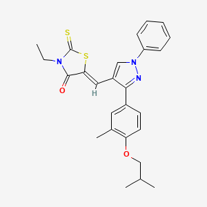 molecular formula C26H27N3O2S2 B12012333 (5Z)-3-ethyl-5-{[3-(4-isobutoxy-3-methylphenyl)-1-phenyl-1H-pyrazol-4-yl]methylene}-2-thioxo-1,3-thiazolidin-4-one CAS No. 624724-23-8