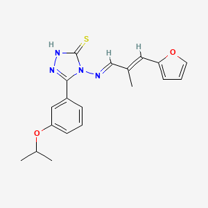 molecular formula C19H20N4O2S B12012352 4-{[(E,2E)-3-(2-Furyl)-2-methyl-2-propenylidene]amino}-5-(3-isopropoxyphenyl)-4H-1,2,4-triazol-3-YL hydrosulfide 