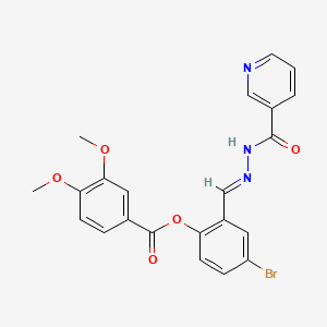 molecular formula C22H18BrN3O5 B12012435 [4-bromo-2-[(E)-(pyridine-3-carbonylhydrazinylidene)methyl]phenyl] 3,4-dimethoxybenzoate 