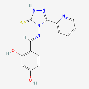 molecular formula C14H11N5O2S B12012441 4-((2,4-Dihydroxybenzylidene)amino)-3-(pyridin-2-yl)-1H-1,2,4-triazole-5(4H)-thione CAS No. 497823-74-2