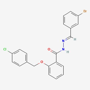 molecular formula C21H16BrClN2O2 B12012487 N-[(E)-(3-bromophenyl)methylideneamino]-2-[(4-chlorophenyl)methoxy]benzamide 